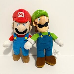 Super Mario Luigi + Mario Plush Nintendo Stuffed Animal Toy Lot Bundle Soft Doll